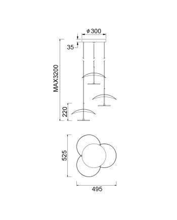 ABISAL * COLGANTE LED 3L 32W 3000K